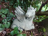 STONE GARDEN CUTE UNICORN PEGASUS FAIRY HORSE ORNAMENT PONY STATUE