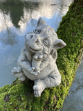 STONE GARDEN CUTE BABY THINKING DRAGON ORNAMENT GOTHIC STATUE