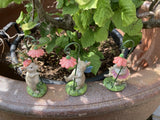 RESIN SET OF SMALL FAIRY MICE WITH FLOWERS ORNAMENTS - LIGHT WEIGHT