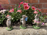 RESIN SET OF SMALL FAIRY MICE WITH FLOWERS ORNAMENTS - LIGHT WEIGHT