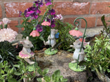 RESIN SET OF SMALL FAIRY MICE WITH FLOWERS ORNAMENTS - LIGHT WEIGHT