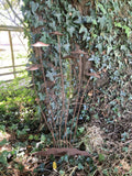 METAL TOADSTOOL CLUSTER MUSHROOM GARDEN STAKE ORNAMENT