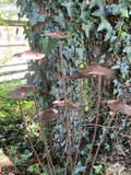 METAL TOADSTOOL CLUSTER MUSHROOM GARDEN STAKE ORNAMENT