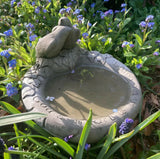 STONE GARDEN DOVES BIRD SEED FEEDER ORNAMENT STATUE