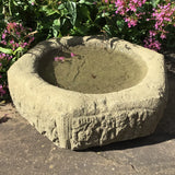 STONE GARDEN OLD STYLE HEXAGONAL ROCKERY DISH BIRDBATH FEEDER BOWL ORNAMENT