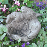 STONE GARDEN BIRD IN HANDS SEED FEEDER BATH ORNAMENT STATUE