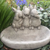 STONE GARDEN RABBIT BIRD BATH FEEDER BOWL ORNAMENT STATUE