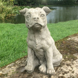 STONE GARDEN SITTING STAFFORDSHIRE BULL TERRIER STAFFY DOG STATUE ORNAMENT