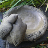 STONE GARDEN DOVES BIRD SEED FEEDER ORNAMENT STATUE