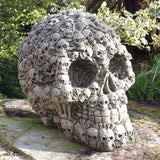 STONE GARDEN SKELETON DESIGN SKULL HALLOWEEN ORNAMENT