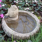 STONE GARDEN ROBIN LOG BIRD BATH TOP FEEDER