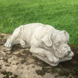 STONE GARDEN LYING BOXER DOG PUPPY STATUE ORNAMENT