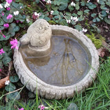 STONE GARDEN ROBIN LOG BIRD BATH TOP FEEDER