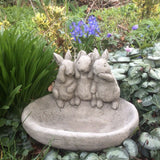 STONE GARDEN RABBIT BIRD BATH FEEDER BOWL ORNAMENT STATUE