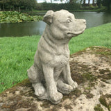 STONE GARDEN SITTING STAFFORDSHIRE BULL TERRIER STAFFY DOG STATUE ORNAMENT