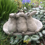 STONE GARDEN RABBIT BIRD BATH FEEDER BOWL ORNAMENT STATUE