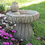STONE GARDEN ROBIN LOG BIRD BATH / FEEDER