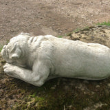 STONE GARDEN LYING BOXER DOG PUPPY STATUE ORNAMENT