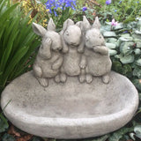 STONE GARDEN RABBIT BIRD BATH FEEDER BOWL ORNAMENT STATUE