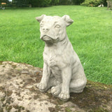 STONE GARDEN SITTING STAFFORDSHIRE BULL TERRIER STAFFY DOG STATUE ORNAMENT