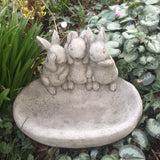 STONE GARDEN RABBIT BIRD BATH FEEDER BOWL ORNAMENT STATUE