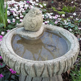 STONE GARDEN ROBIN LOG BIRD BATH / FEEDER