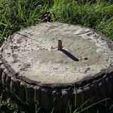 STONE GARDEN FROG FAMILY LOG BIRD BATH FEEDER