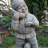 STONE GARDEN GNOME WITH TELEPHONE