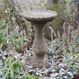 STONE GARDEN ACANTHUS LEAF BIRD BATH FEEDER ORNAMENT