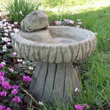 STONE GARDEN FROG LOG BIRD BATH