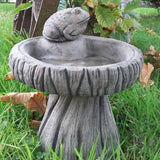 STONE GARDEN FROG LOG BIRD BATH