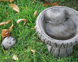 STONE GARDEN FROG LOG BIRD BATH