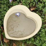 STONE GARDEN HEART BIRD BATH DISH FEEDER