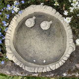 STONE GARDEN LOG STYLE BIRD BATH TOP DISH & BIRDS FEEDER BOWL DISH ORNAMENT