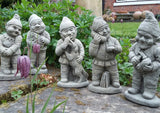 STONE GARDEN GNOMERY - SET OF 5 GNOMES ELF PIXIE DOG RABBIT ORNAMENTS STATUES
