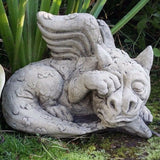 STONE GARDEN PAIR OF CUTE BABY DRAGONS ORNAMENTS STATUES