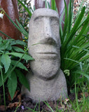 STONE GARDEN PAIR OF MOAI EASTER ISLAND TIKI HEADS STATUES ORNAMENTS