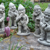 STONE GARDEN GNOMERY - SET OF 5 GNOMES ELF PIXIE DOG RABBIT ORNAMENTS STATUES
