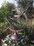 CAST IRON ARMILLARY SUNDIAL WEATHERVANE COMPASS GARDEN ORNAMENT