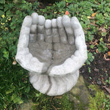 STONE GARDEN HANDS BIRD BATH FEEDER DISH ORNAMENT STATUE