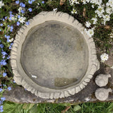 STONE GARDEN LOG STYLE BIRD BATH TOP DISH & BIRDS FEEDER BOWL DISH ORNAMENT