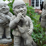 STONE GARDEN GNOMERY - SET OF 5 GNOMES ELF PIXIE DOG RABBIT ORNAMENTS STATUES