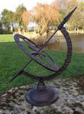 CAST IRON ARMILLARY SUNDIAL WEATHERVANE COMPASS GARDEN ORNAMENT