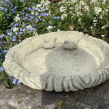 STONE GARDEN LOG STYLE BIRD BATH TOP DISH & BIRDS FEEDER BOWL DISH ORNAMENT