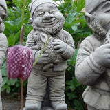 STONE GARDEN GNOMERY - SET OF 5 GNOMES ELF PIXIE DOG RABBIT ORNAMENTS STATUES