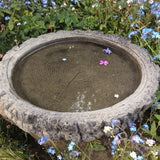 STONE GARDEN LOG STYLE BIRD BATH TOP FEEDER BOWL ORNAMENT