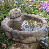 STONE GARDEN PEBBLE FROG BIRD BATH / FEEDER ORNAMENT