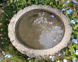 STONE GARDEN LOG STYLE BIRD BATH TOP FEEDER BOWL ORNAMENT