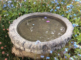 STONE GARDEN LOG STYLE BIRD BATH TOP FEEDER BOWL ORNAMENT