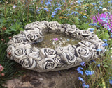 STONE GARDEN ROSES LOVE HEART BIRD BATH FEEDER ORNAMENT